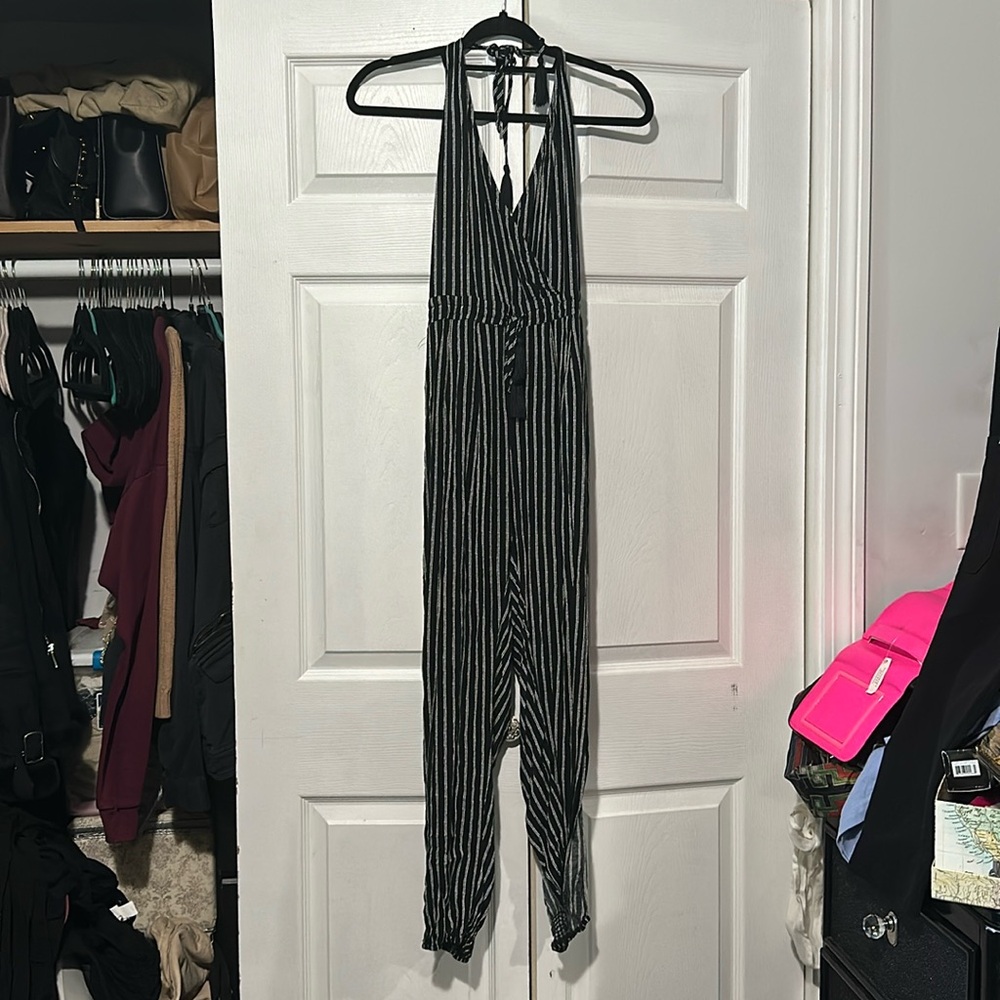 "Mustard Seed" Vertical Stripped Jumpsuit